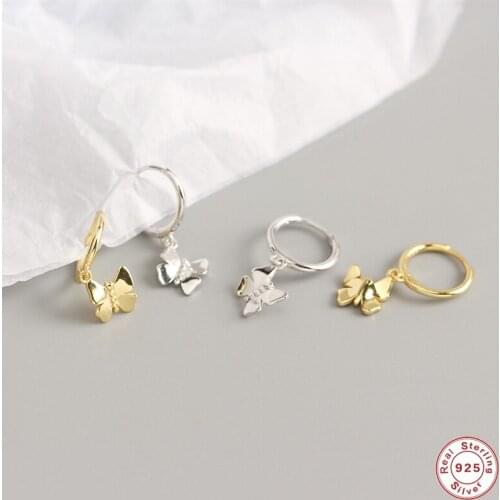 Aide 925 Sterling Silver Butterfly Pendant Hoop Earrings For Women Girls Birthday Engagement Gift Party Fine Jewelry Pendientes