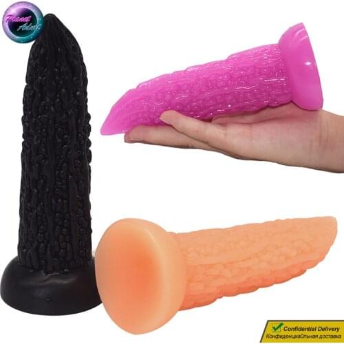Bitter Melon Anal Plug Dildo PVC Masturbator Vagina Pussy Prostate Ass Masturbation w/ Suction Cup Sex Toys for Women Gay Men