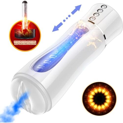 Automatic Heating Vibrating Deep Vagina Masturbator Airplane Cup Male Spray Masturbation Cup Pocket Pussy Blowjob Erotic SexToys