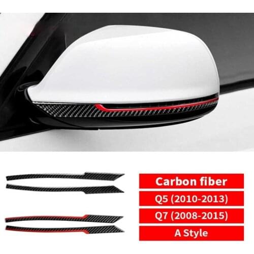 Mutips Car accessories Exterior Carbon Fiber Rearview Mirror Anti-rub Strips Rear View Trim Stickers Decoration For Audi Q5 Q7