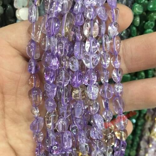 Free Shipping 6-8mm Irregular Pretty purple and yellow Ametrines Loose Beads Natural Shaped Stone Beads For Jewelry Making 15