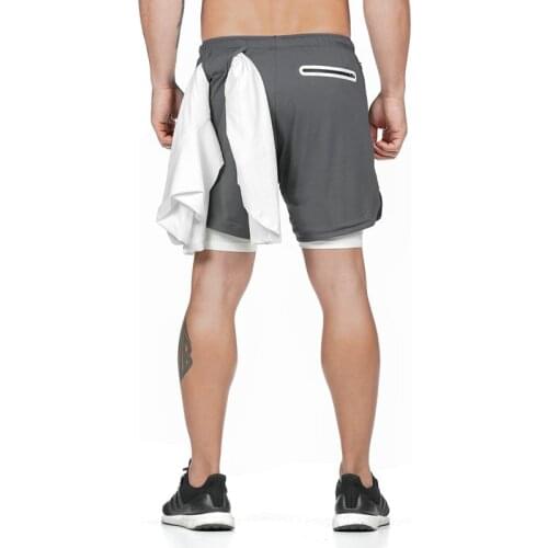 Quick Drying Running Shorts Mens 2 in 1 Security Pocket Shorts with towel band Hips Hiden Zipper Pockets Built-in Pockets