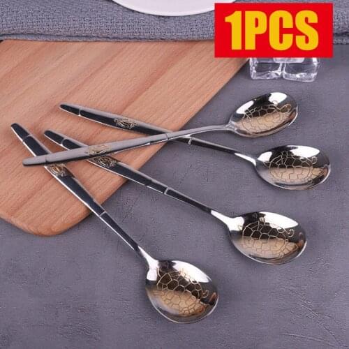 1 Piece Gold-plated Tortoise Stainless Steel Spoon High Quality Spoon Tableware