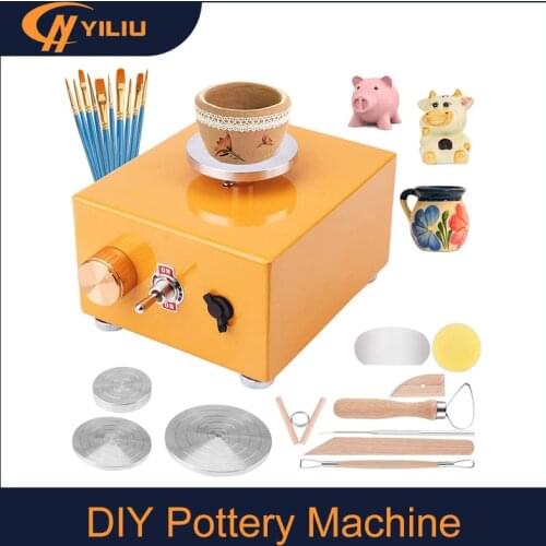 DIY Pottery Machine USB Connect with 6 Pottery Tools 2000 RPM Pottery Wheel Mini Clay Making Pottery Machine Ceramic DIY Craft