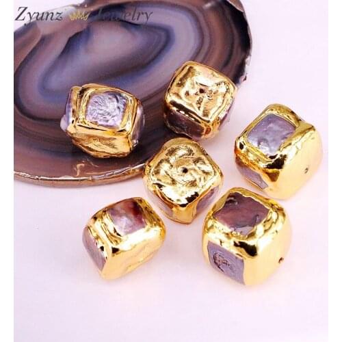 10PCS,Nature Freshwater Pearl Connector, Square Shape Connector, Gold Spacer Connector, Jewelry Making Supplies