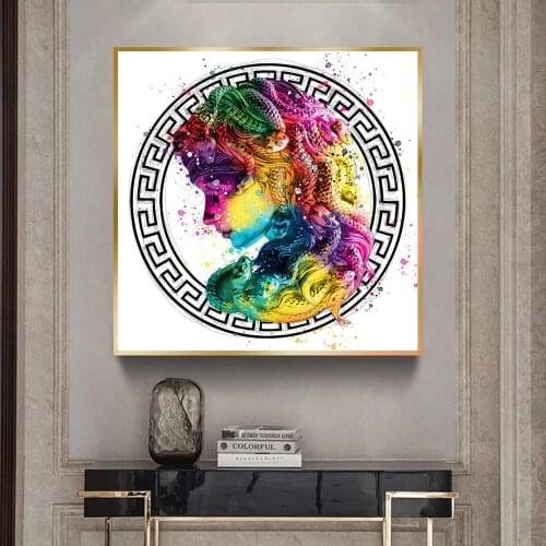 Colorful Medusa in Contemplation Wall Paintings On Canvas Posters and Prints Art Pictures for Living Room Home Cuadros