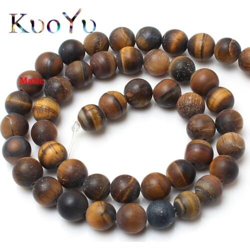 AAA Natural Stone Dull Polish Matte Frost Yellow Tiger Eye Round Loose Spacer Beads For Jewelry Making 4/6/8/10mm DIY Bracelets