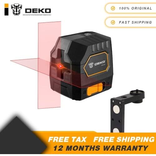 DEKO DKLL02 Mini Style Self-Leveling Laser Level Cross Line Laser With Red Light Source & Adjustable Mounting Clamp