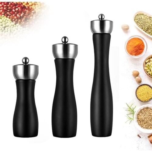 Salt and Pepper Grinder Set 304 Stainless Steel Premium Beech Wood Salt Grinder Pepper Mill Shakers Ceramic Core for Home Chef