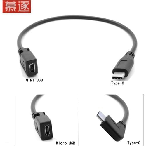 Micro-USB weiblichen zu typ-C männlichen biegen um mini-USB kabel adapter Ellenbogen stecker konverter 90 rechten winkel