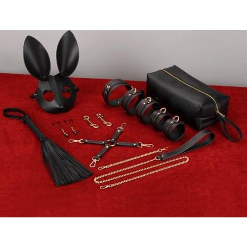 Luxury PU BDSM Sex Toys Kits Slave Bed Bondage Set Sex Toys for Couples Handcuff Ankle Cuffs Collar Whip Restraints Adult Games