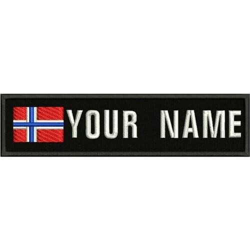 Norwegian flag Norway 10X2.5cm Embroidery Custom Name Text Patch Stripes badge Iron On Or Velcro Backing Patches For Clothes Hat
