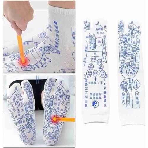 1 Pair Acupoints Illustration Foot Massage Socks Figure Novice Plantar Acupoint Massage Foot Massage Point Socks Foot Care Tool