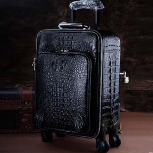 Ourui crocodile Pull rod box four-wheel Genuine crocodile leather luggage men travel box Universal wheel