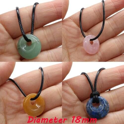 Wholesale Natural Stone Pendant Necklace Simple Round Shape Crystal Opal Agated Necklace Good Quality Necklace Jewelry