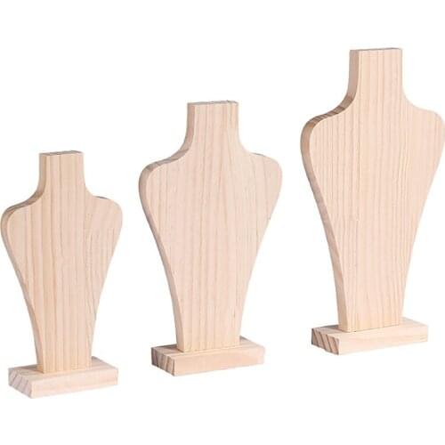Portrait Necklace Display Stand Holder Jewellry Wood Mannequin Bust for Necklace Jewelry Pendant Window Display