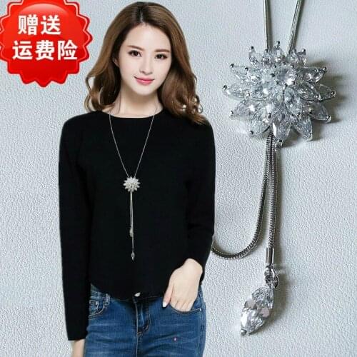 Lovely Big Sunflower Long Beaded Chain Tassel Pendant Necklace Women Office Lady Imitation Pearl Jewelry Bijoux Gifts ev-533