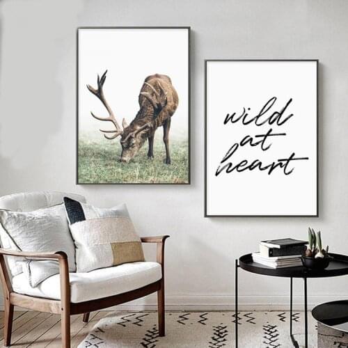 Forest Landscape Wild Deer Canvas Poster Nordic Style Wall Art Print Painting Decoration Picture Scandinavian room Home Decor