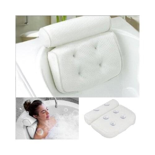 Bathroom Sucker Pillow Breathable 3D Mesh Spa Bath Pillow Neck and Back Support Spa Pillow for Home Hot Tub Bathroom Accessories