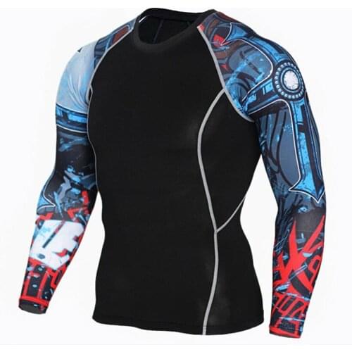 Professional 3 d compression shirt flower long-sleeved red eye skulls arm muscles brothers jog ging Step workout clothes T-shirt