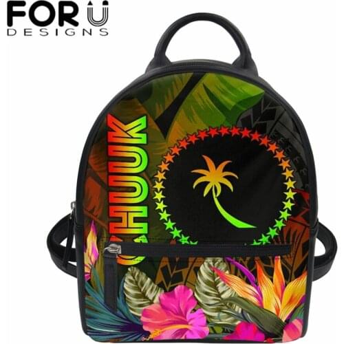 FORUDESIGNS Womens Backpack Chuuk Polynesian Tribes Plumeria Pattern Brand Ladies Shoulder Backpack Leather Female Mini Bolsa