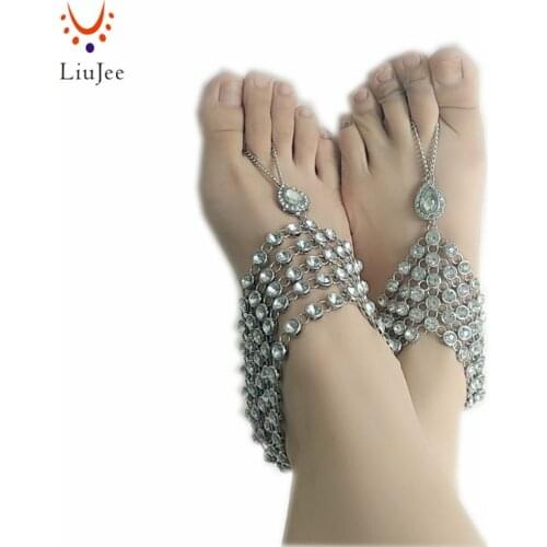 Barefoot Sandals Bohemian Anklet Foot Jewelry for Bride Beach Wedding Sandals Wedding Jewelry Silver SC-176