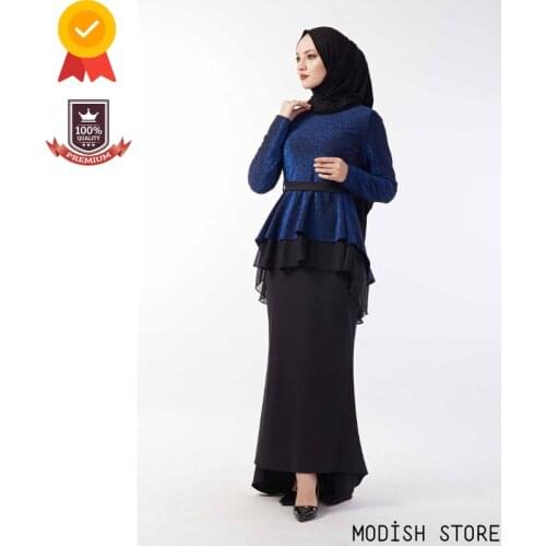 Silvery Blouse Skirt Muslim Woman Set Modest Clothing Muslim Dress Women Kaftan Dubai Abaya Turkey Aid Moubarak Islam