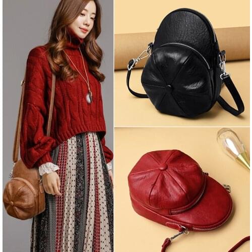 Womens Shoulder Bag New Brand Solid Crossbody Bags for Teenage Girls School Bag Leather Fashion Female Shoulder Bags Hat Shape