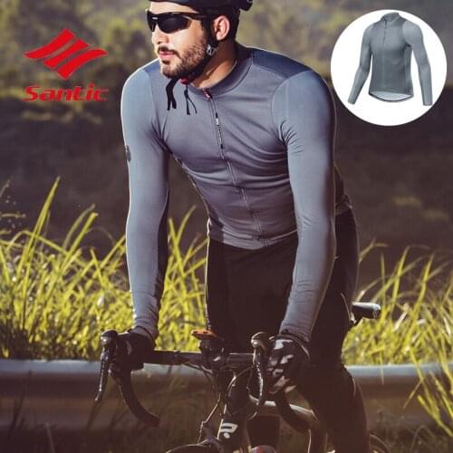 Santic Cycling Jersey Quick Dry Long Sleeve Men Comfortable Sun-protective Team Bike Jersey Shirt Wear Mountain Bike Clothing