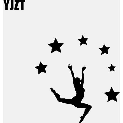 YJZT 13.3CM*13.6CM Dancing Girls And Cute Star Vinyl Decal Car Sticker Black/Silver C3-0710