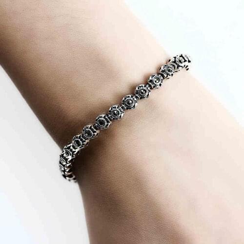 ZHJIASHUN Retro 100% 925 Sterling Silver Bracelets Vintage Jewelry For Women