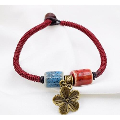 1PC Ceramic Retro Style Woven Lovers Bracelet Small Fresh Jewelry Student Girl Hand