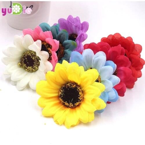 10pcs 6cm high quality artificial flowers silk sunflower Gerbera Wedding home decoration DIY wreath Scrapbooking fake flowers