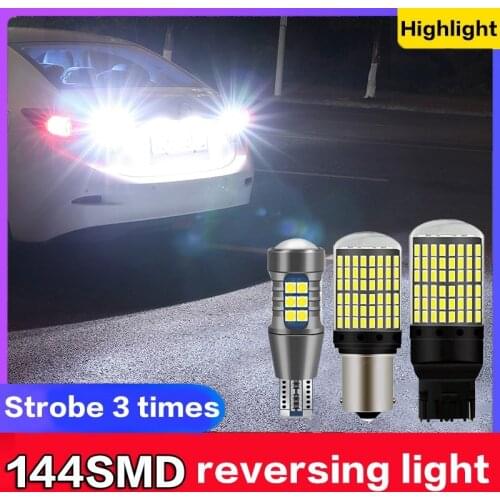 2PCS 144LED Strobe 3 Time LED Reversing Light Backup Lamp Bulb 1156 T20 T15 LED P21W W16W W21W 7440