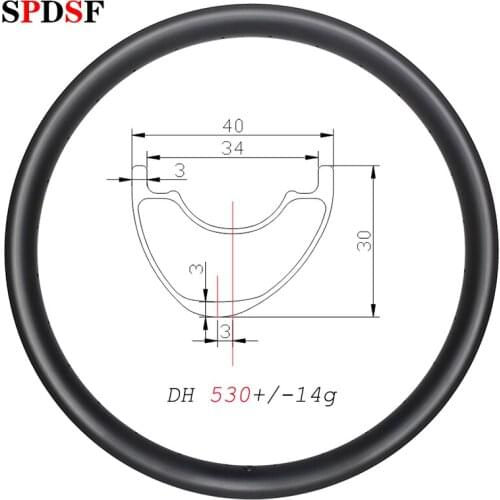 27.5er 530g MTB DH carbon rims 28H 32H 36H 40mm wide Asymmetric tubeless 650B Mountain bike DOWNHILL wheels 30mm deep UD 3K 12K