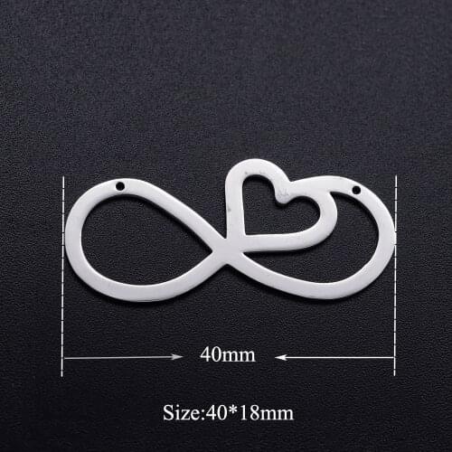 5pcs/lot 100% Stainless Steel Heart Infinity diy Connector Pendants Charms for Necklace Wholesale Dropshipping