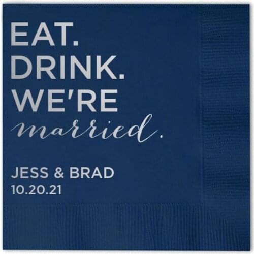 50pcs Personalized Napkins Custom Printed Paper Wedding Napkins Custom Monogram Eat, Drink We're Married baby shower Napkins