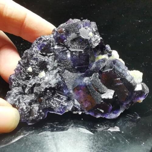98.5gNatural rare purple fluorite mica symbiotic mineral specimen healing energy QUARTZ GEM home decoration teaching specimen