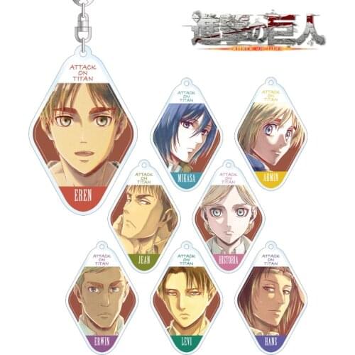 Watercolor Theme Attack on Titan Eren Jaeger Erwin Smith Levi Mikasa Ackerman Armin Arlert Acrylic Keychain Pendant Toy Keyring