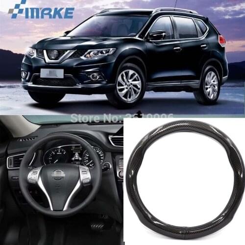SmRKE Car Accessories For Nissan X-Trail Black Carbon Fiber Leather Steering Wheel Cover Sport Racing Car Styling