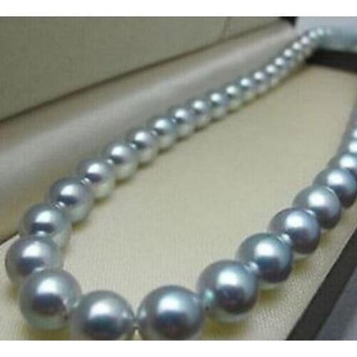 Free shipping elegant 10-11 mm south sea grey pearl necklace