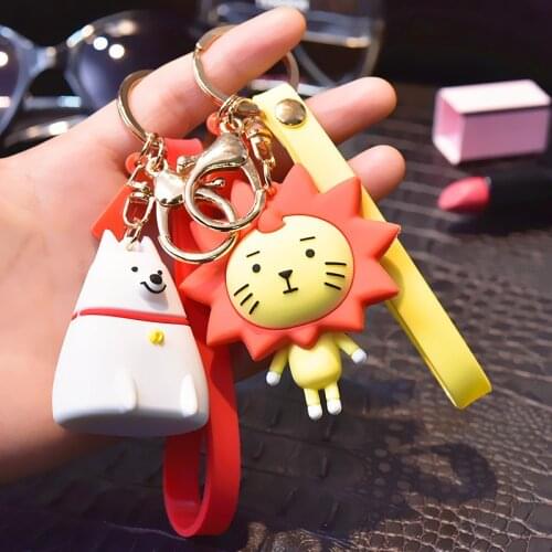 Cute Cartoon Clouds Dog Lion Dinosaur TV Key Chain Gift Pop Fashion Girl Bag Pendant Jewelry Epoxy PVC Toy Keychains Kids Women