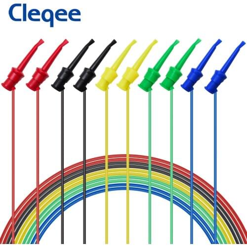 P1520 5pcs 50cm Multi-functional Multimeter Probe Kit 5colors Electrical Testing Dual SMD IC Test Hook Lead Silicone Cable