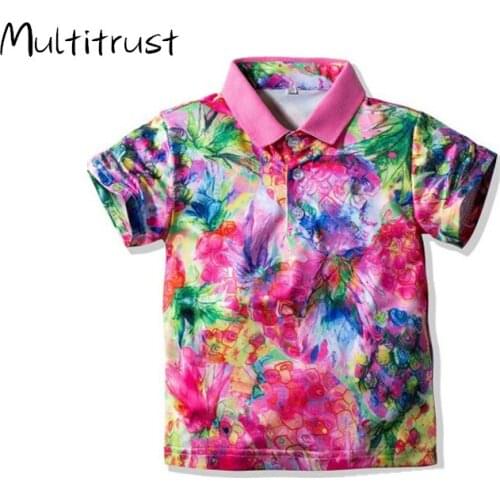 Multitrust 1-6Y Summer Causal Kids Baby Boys Beach T Shirts Tops Short Sleeve Print Pullover Tops