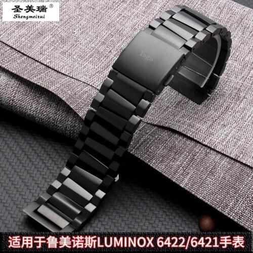 FOR Luminos Air Force 6420/6421/6422 Series F117 Nighthawk Military Watch Solid Stainless Steel Bracelet 23mm Silver Black
