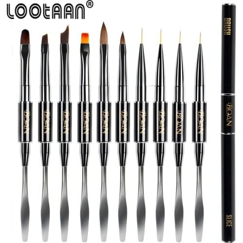 Lootaan Double Head Nail Brush Painting Pen Nails Acrylic Painting Pen Nail Gel Nail Art Design Poly Nail Gel Use Tools