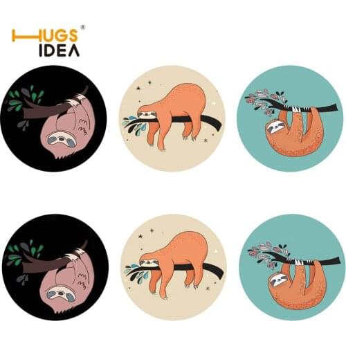 HUGSIDEA 6pcs/lot Cute Sloth Print Table Placemats Simple and Creative Mug Coaster Mat Heat-resistant Coffee Drink Cup Coasters