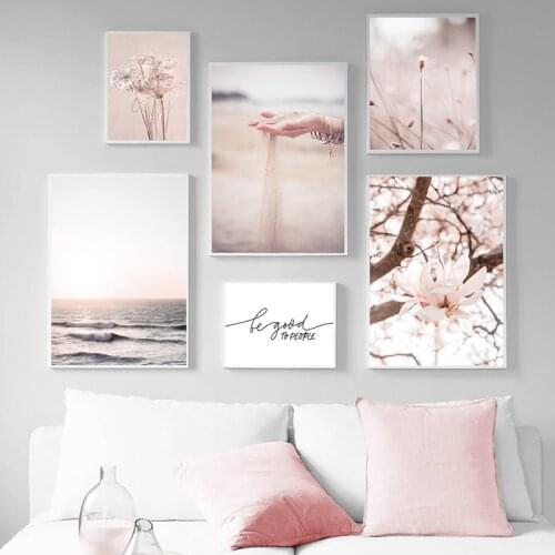 Canvas Painting Nordic Nature Landscape Art Poster and Print Hand with Sand Wall Picture Home Decoration Boho Style Grass Flower