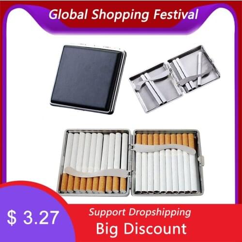 Leather Metal Tobacco 20 Cigarette Smoke Holder Storage Case Box Exquisite Design Cigarette Box Perfect For a Gift