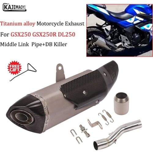 Motorcycle Exhaust Escape Modified Middle Pipe Catalyst Delete Connecting Titanium alloy Muffler DB Killer For GSX250 250R DL250